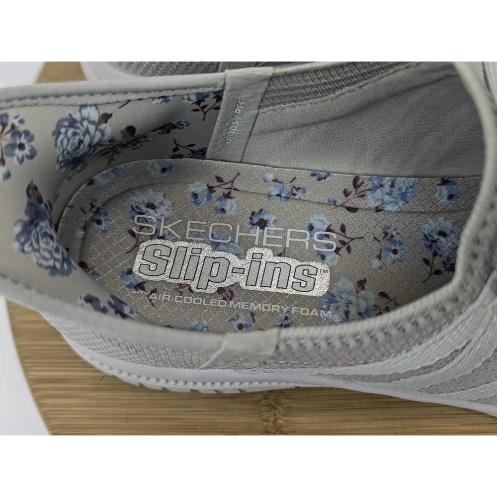 Sketchers Slip Ins Hands Free Shoes Womans 9 Gray Air Cooled Memory Washable